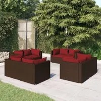 Set Divani da Giardino 8 pz con Cuscini in Polyrattan Marrone 3101555