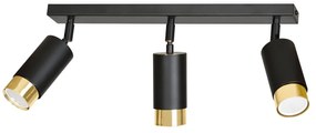 Lampadario da Soffitto in Acciaio HIRO 3 Nero Oro 3xGU10