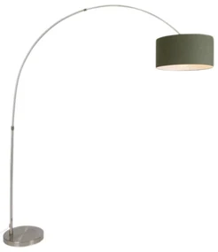 Lampada ad arco in acciaio con paralume verde muschio 50/50/25 - XXL