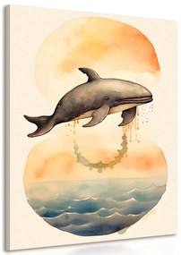 Quadro su tela – Balena sognante al tramonto