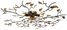 Plafoniera smart nera con oro 80 cm 4 luci incl. 4 Wifi P45 - Foglie