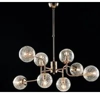 Sospensione Design Moderno Contemporaneo Oro Lucido Con Vetri 8 Luci Ikarus