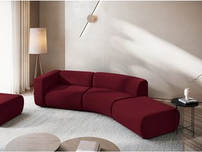 Chaise longue burgundy (con penisola a destra) con rivestimento in velluto Ekahi – Makamii