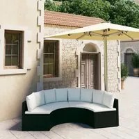 Set Divani da Giardino 4 pz con Cuscini in Polyrattan Nero 3064910