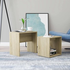 Set Tavolini Salotto Rovere Sonoma 48x30x45cm Legno Multistrato /