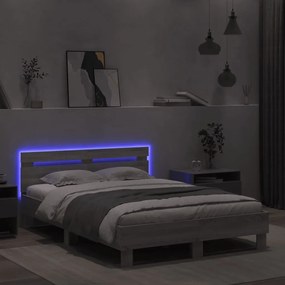 Giroletto con testiera e led grigio sonoma 120x190 cm