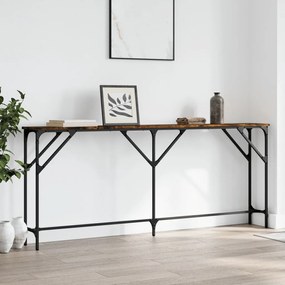 Tavolo Consolle Rovere Fumo 180x23x75 Cm İn Legno Multistrato /