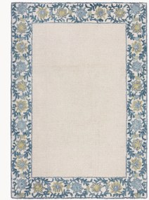Tappeto in lana a pelo corto fatto a mano Myla Floral Frame