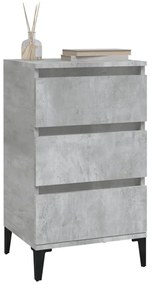 Comodino grigio cemento 40x35x70 cm in legno multistrato