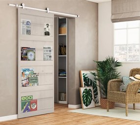 Porta scorrevole Storage in alluminio bianco, L 96 x H 215 cm, con binario Loft bianco Reversibile