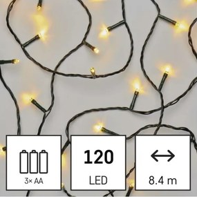 Catena natalizia LED da esterno 120xLED/3xAA 8,9m IP44 bianco caldo