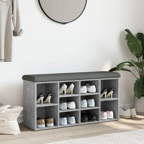 Panca porta scarpe grigio cemento 102x32x50cm legno multistrato