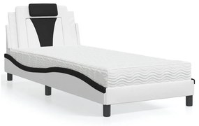 Letto Con Materasso Bianco E Nero 90x190 Cm İn Similpelle /