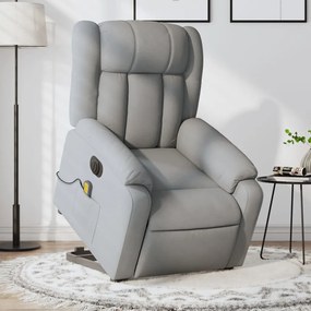 Poltrona Alzapersona Massaggi Elettrica Grigio Chiaro Tessuto /