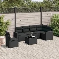 Set Divani da Giardino con Cuscini 7pz Nero Polyrattancod mxl 86947