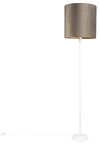 Lampada da terra bianca con paralume in velluto visone / oro 40cm - SIMPLO