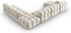 Divano angolare componibile beige (con penisola a destra/a U) con rivestimento in velluto Bellis – Micadoni