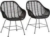 Sedie da pranzo in rattan nero in set di 2 Kiran - Støraa