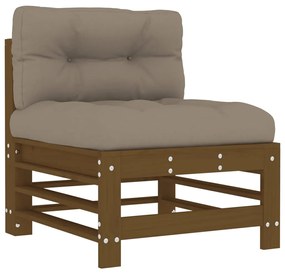 Set divani da giardino 3 pz con cuscini in legno massello miele