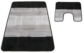 Set di due tappetini da bagno neri 50 cm x 80 cm + 40 cm x 50 cm