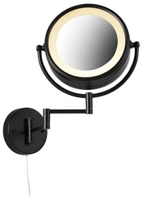Specchio da parete di design nero con LED regolabile IP44 con tirante - Vicino