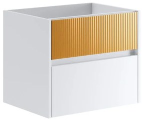 Mobile da bagno sotto lavabo Niwa bianco frontale in vetro senape laccato opaco L 59.5 x H 50 x P 45.5 cm 2 cassetti, lavabo non incluso