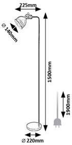Rabalux 2242 - Lampada da terra FLINT 1xE27/40W/230V nero