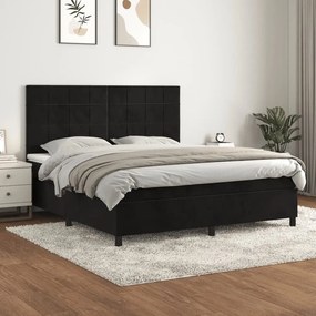 Giroletto A Molle Con Materasso Nero 160x200 Cm İn Velluto /