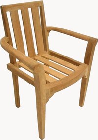 Set di 2 sedie da giardino in legno di teak con braccioli Fun