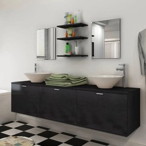 Set Mobili Da Bagno Con Lavabo 8 Pz Nero /