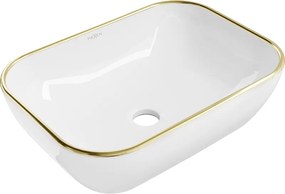 Mexen Rita lavabo da appoggio 45 x 32 cm, bianco/oro bordo - 21084505