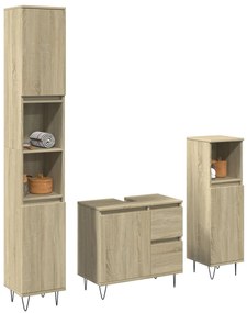 Set Mobili Da Bagno 3 Pz Rovere Sonoma İn Legno Multistrato /