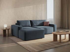 Divano letto angolare Jodie con contenitore in tessuto strutturato – L246cm