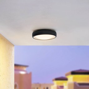 Lindby Plafoniera da esterno a LED Niniel, bianco/nero, plastica