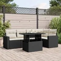 Set Divano da Giardino 6 pz con Cuscini Nero in Polyrattan 3267256