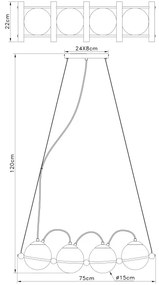 Globo 15883-4H - Lampadario a sospensione con filo LEONA 4xE27/15W/230V
