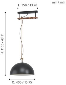 Eglo 43396 - Lampadario a sospensione con filo HODSOLL 1xE27/40W/230V