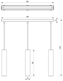 Lampadario a sospensione con filo RAITO 3xGU10/8W/230V nero