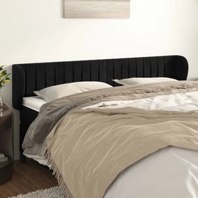Testiera Ad Orecchio Nera 203x23x78/88 Cm İn Velluto /