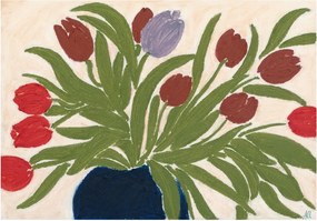 Poster 70x50 cm Tulips in a Blue Vase – Anine Cecilie Iversen – The Poster Club