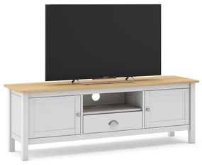 Tavolo TV in pino bianco/naturale 158x53 cm Misti - Marckeric