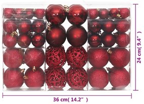 Palline di Natale 100 pz Rosso Vino 3 / 4 / 6 cm