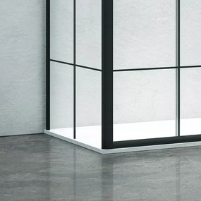 Box doccia angolare 160x70 doppio scorrevole telaio nero NICO-D6000S - KAMALU