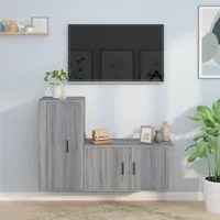 Set Mobili Porta TV 2 pz Grigio Sonoma in Legno Multistrato 3188476