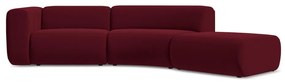 Chaise longue burgundy (con penisola a destra) con rivestimento in velluto Ekahi – Makamii