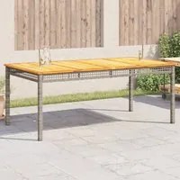 Tavolo da Giardino Grigio 180x90x75cm Polyrattan e Legno Acaciacod mxl 115160