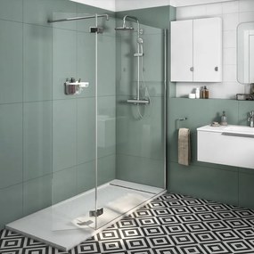 Box doccia walk-in Neo, vetro 8 mm, L 158-159.5 cm x H 200 cm, profilo cromo