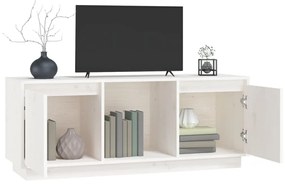 Mobile porta tv bianco 110,5x35x44 cm in legno massello di pino