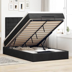 Struttura Letto Pouf Con Materassi Nero 120x200 Cm Velluto /