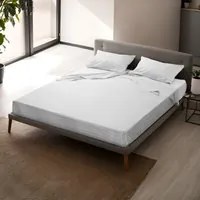 Completo letto matrimoniale righe bianco in raso